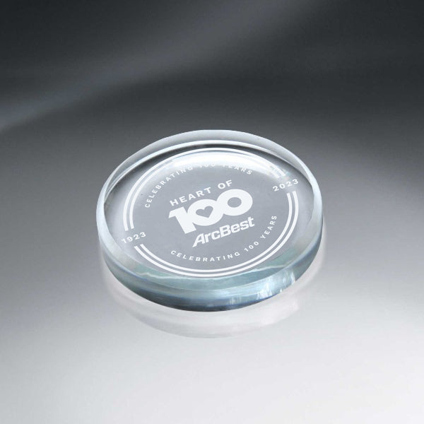 ArcBest ArcBest Centennial Seal - Round Clear Crystal Paperweight | Shop Accessories at ArcBest® Company Store