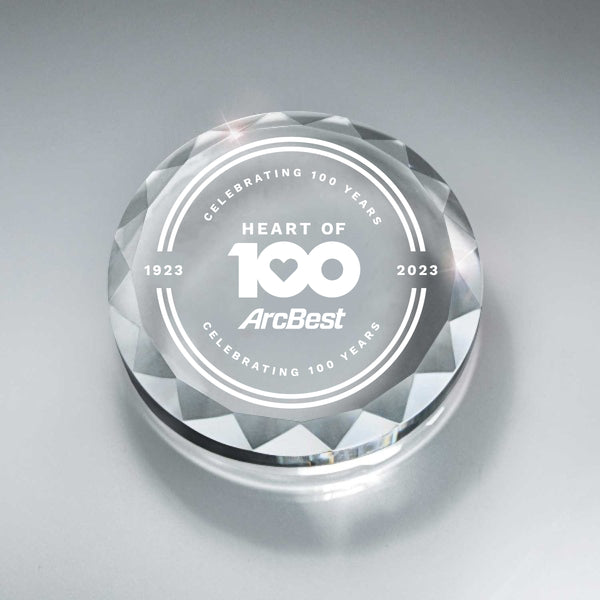 ArcBest ArcBest Centennial Seal - Faceted Round Crystal Paperweight | Shop Accessories at ArcBest® Company Store